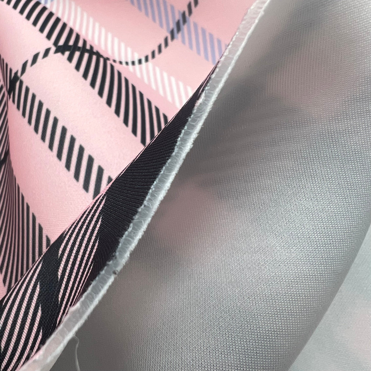 Pink Check Scuba Foam 3D Mono Jersey Fabric 2 Way Stretch