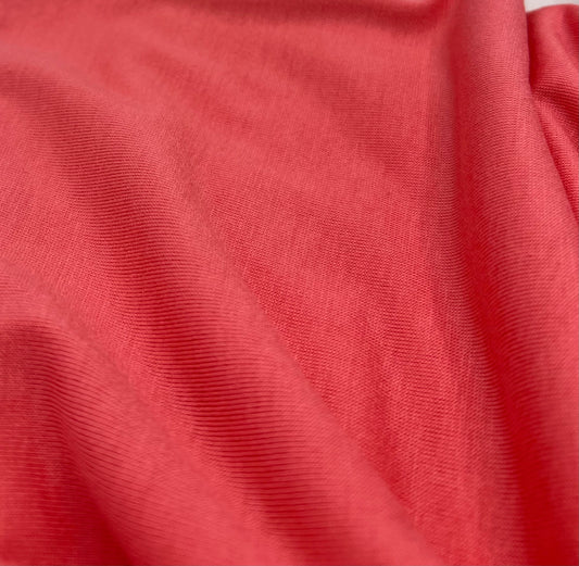 Plain Coral Viscose Elastane Fabric 4 Way Stretch Jersey