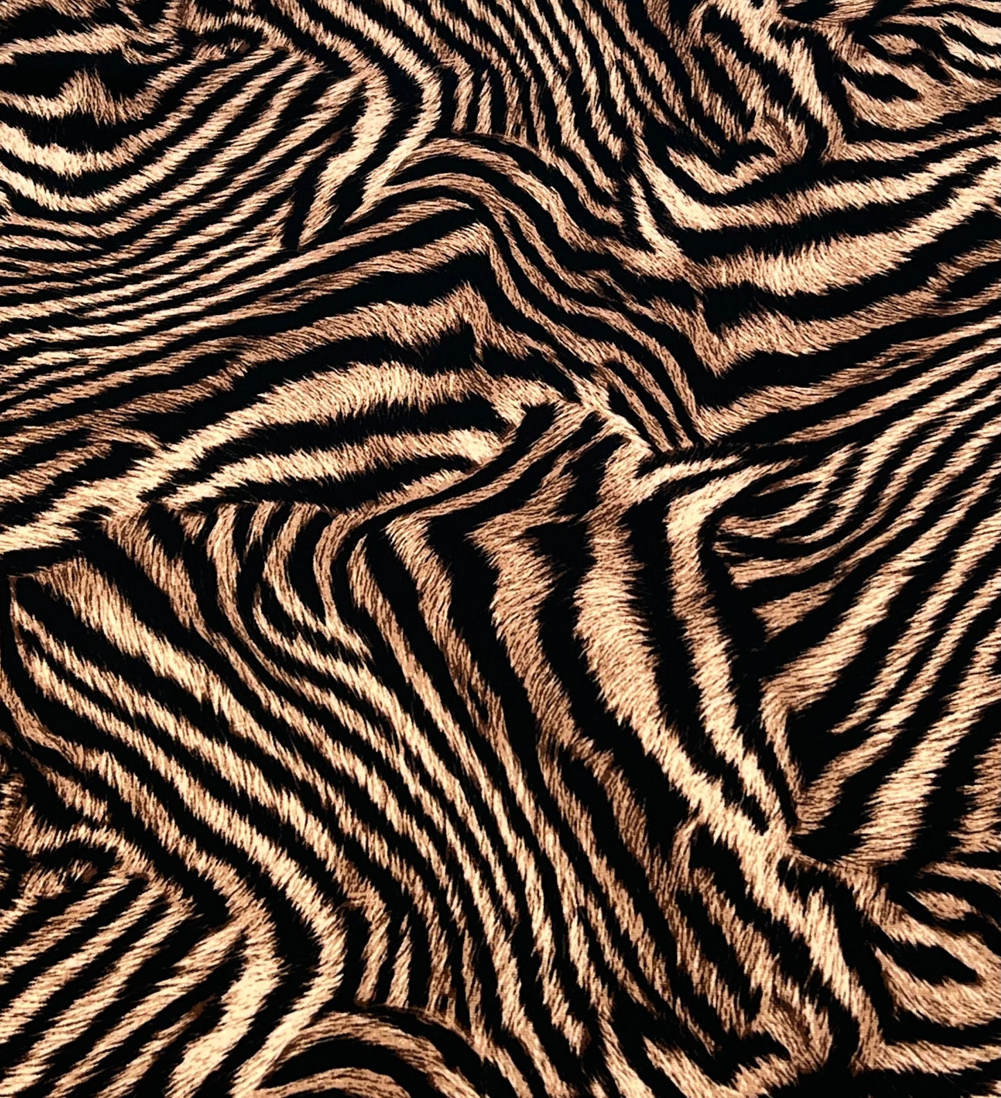 Black Beige Animal Print Spun Poly Stretch Fabric
