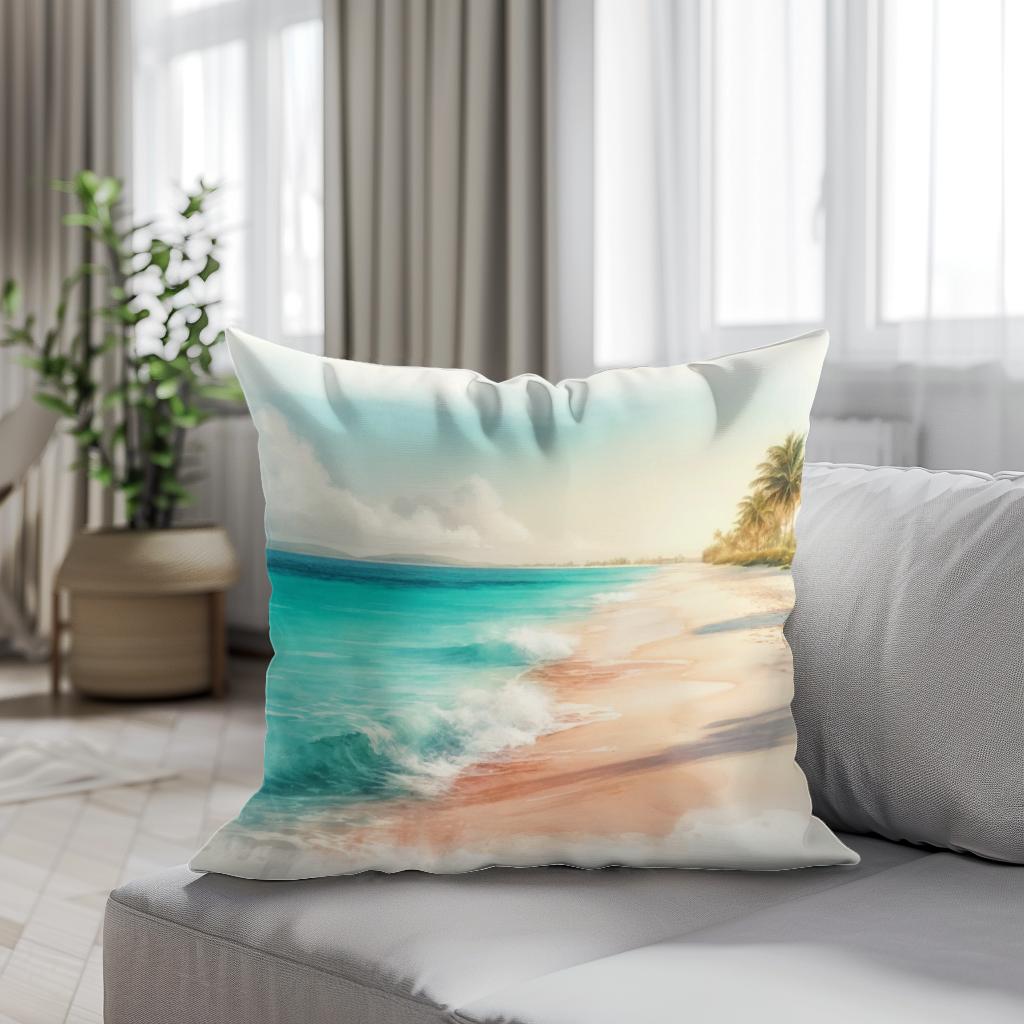 Idyllic Beach Cotton Cushion