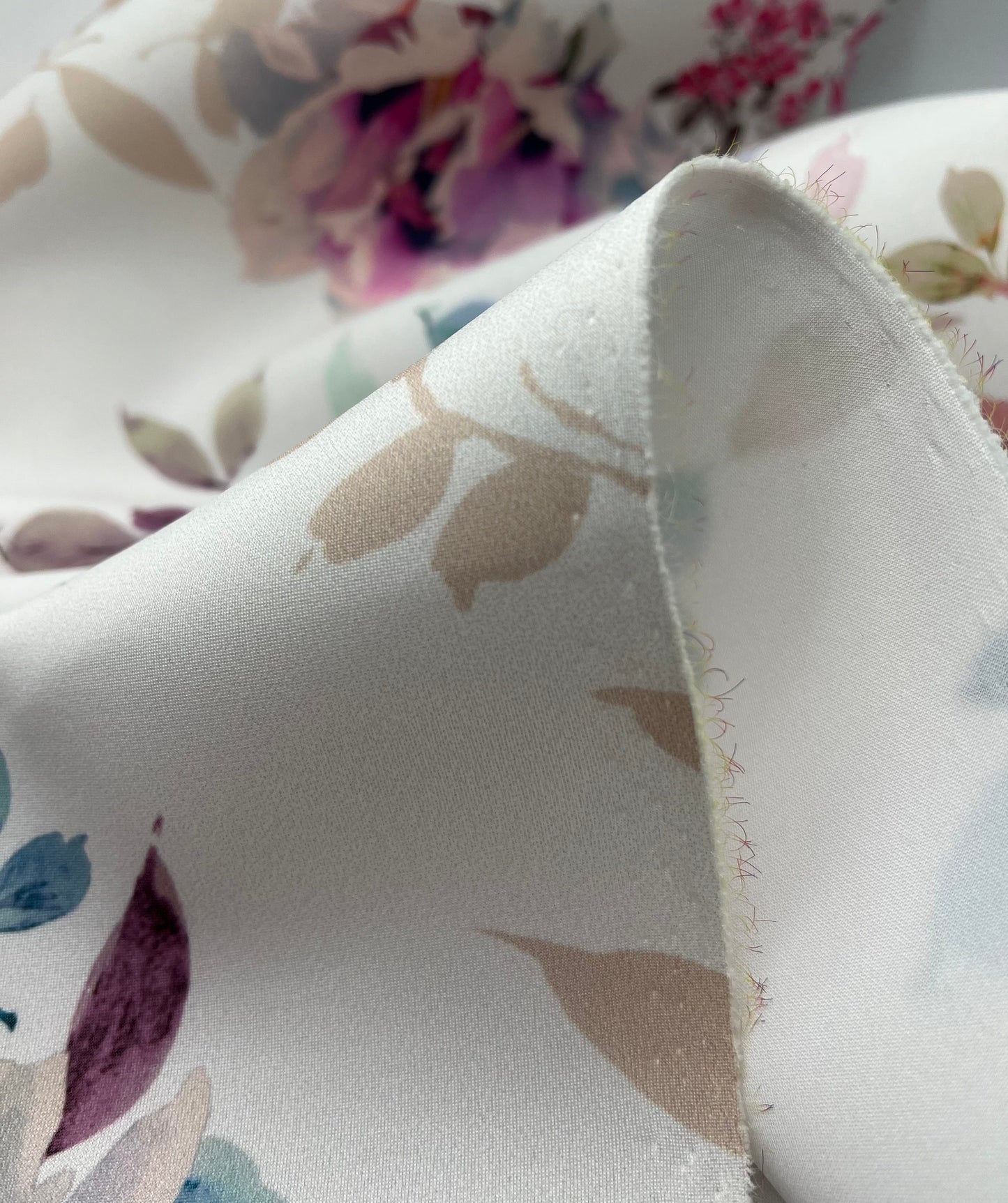 Pink Lilac Floral Scuba Foam 3D Mono Jersey Fabric 2 Way Stretch