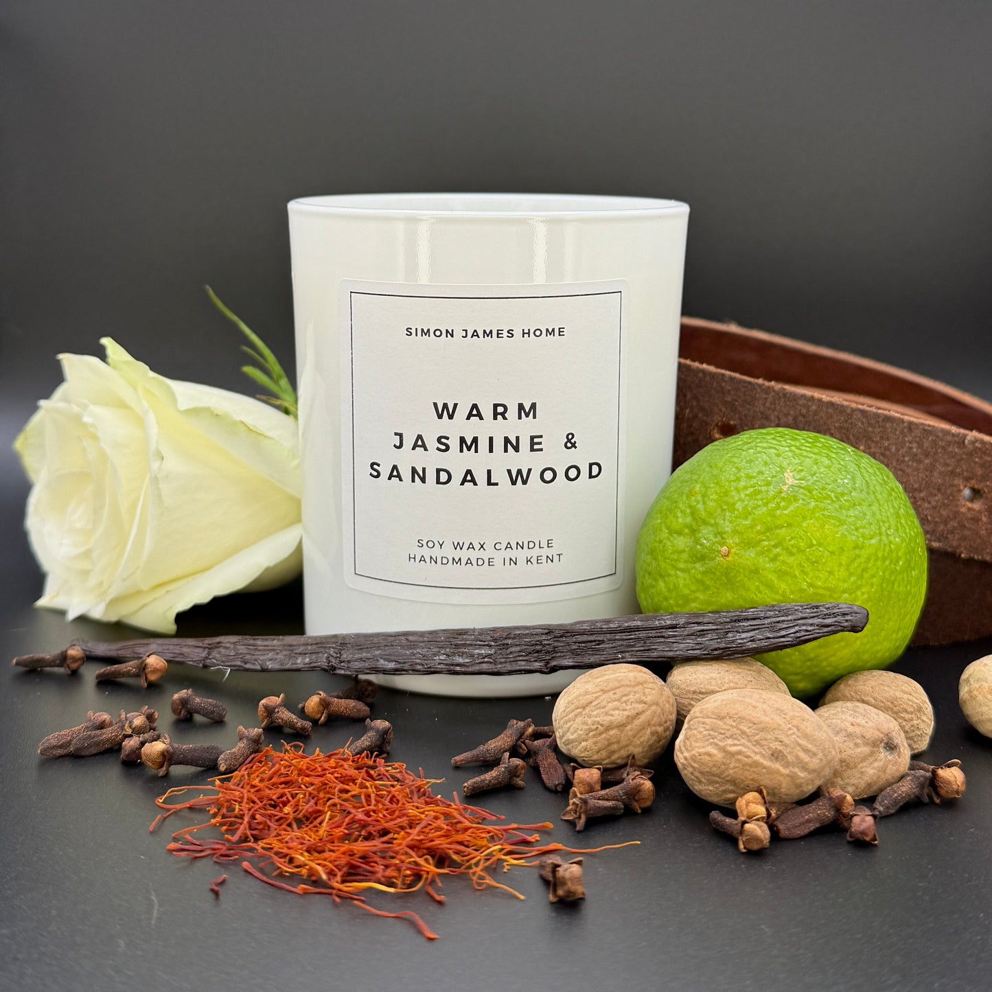 Warm Jasmine & Sandalwood Handmade Soy Wax Candle