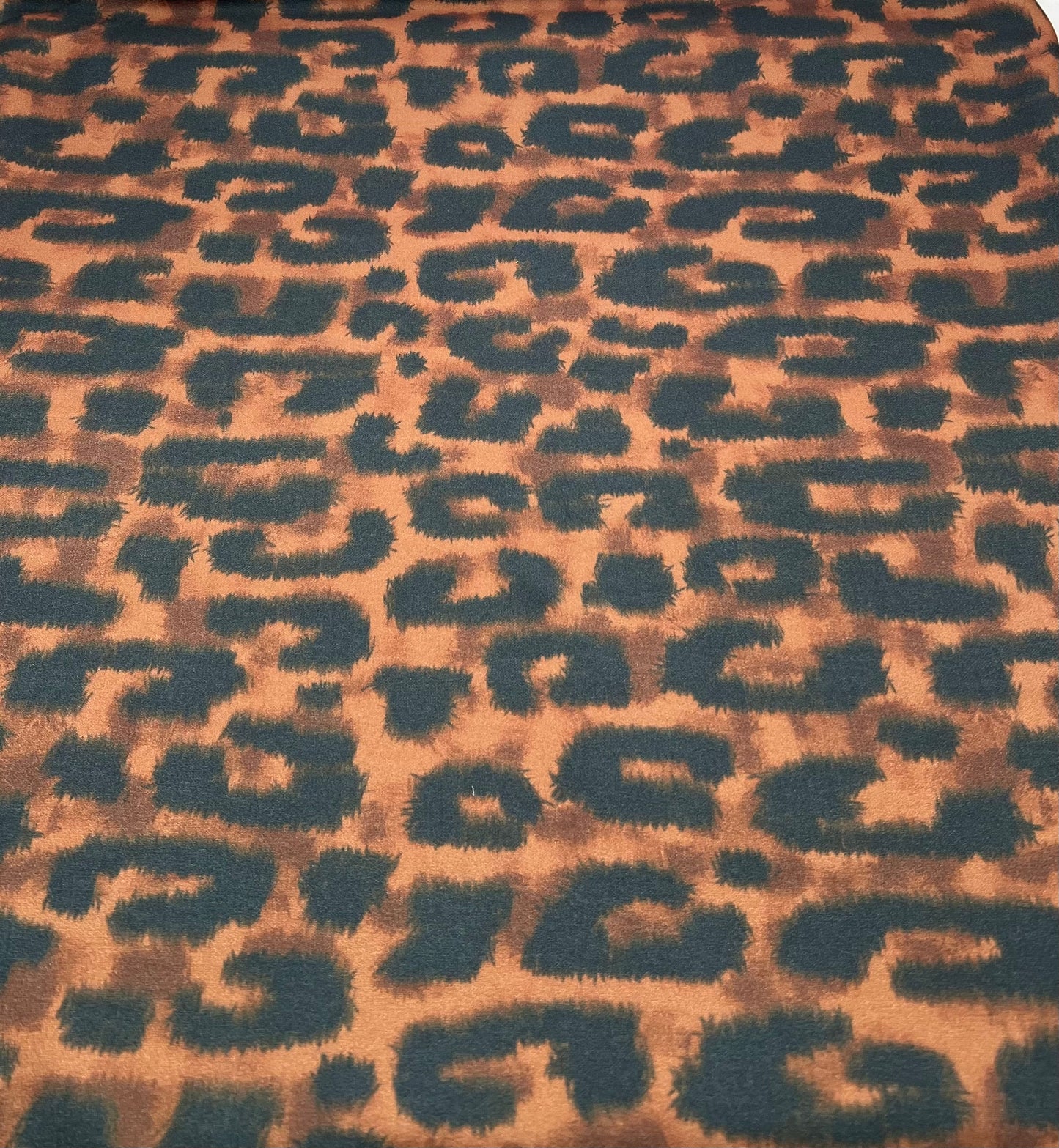 Brown Leopard Animal Printed Scuba Crepe Fabric 4 Way Stretch