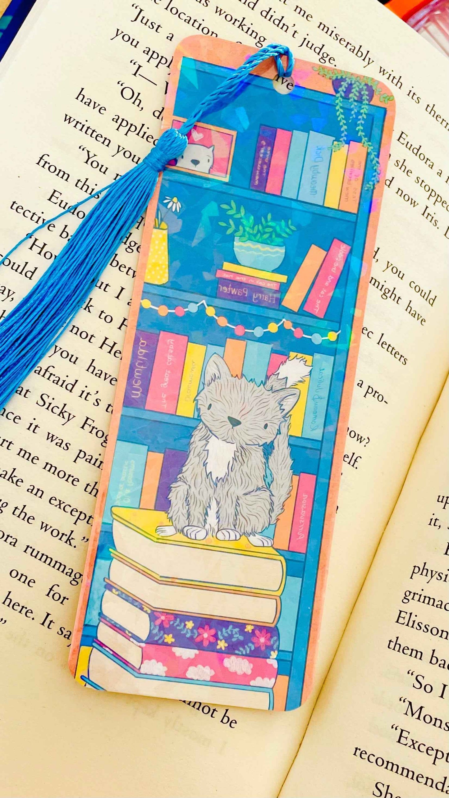Cat Bookmark- Handmade Holographic Bookmark