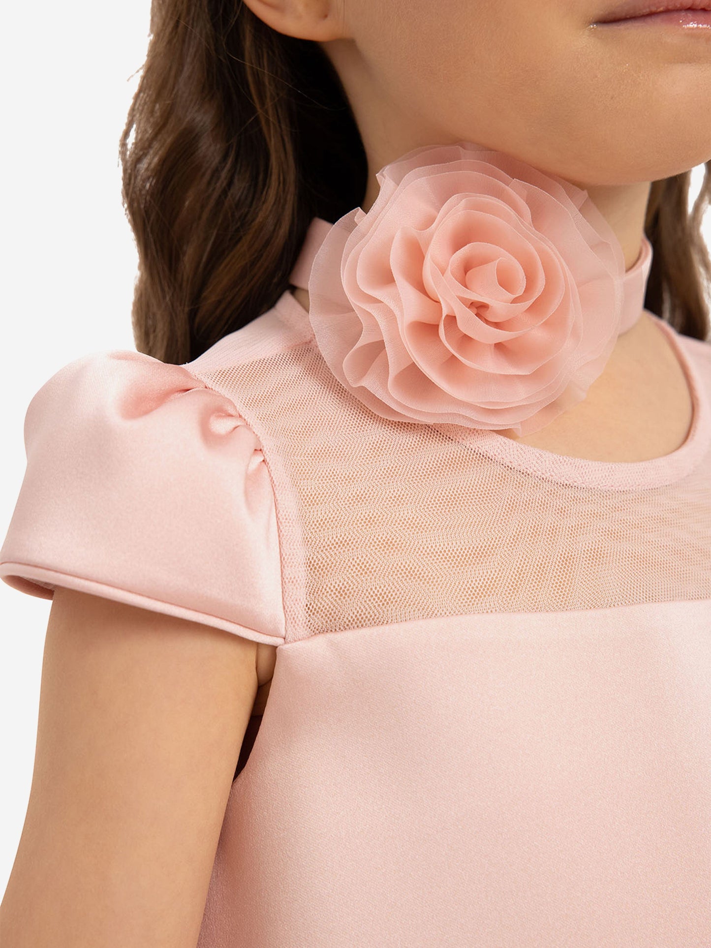 Dress & Fleur Girls Dress with Flower Choker in Pink