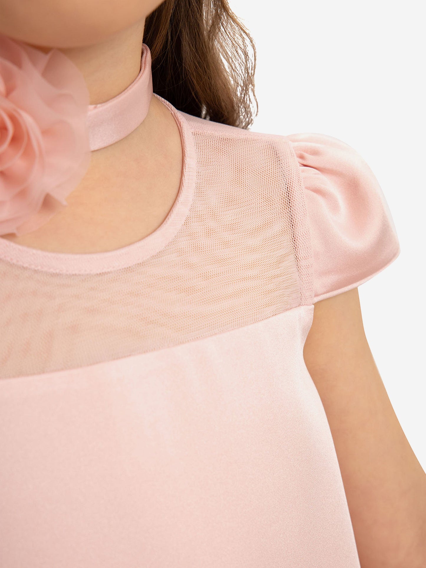 Dress & Fleur Girls Dress with Flower Choker in Pink