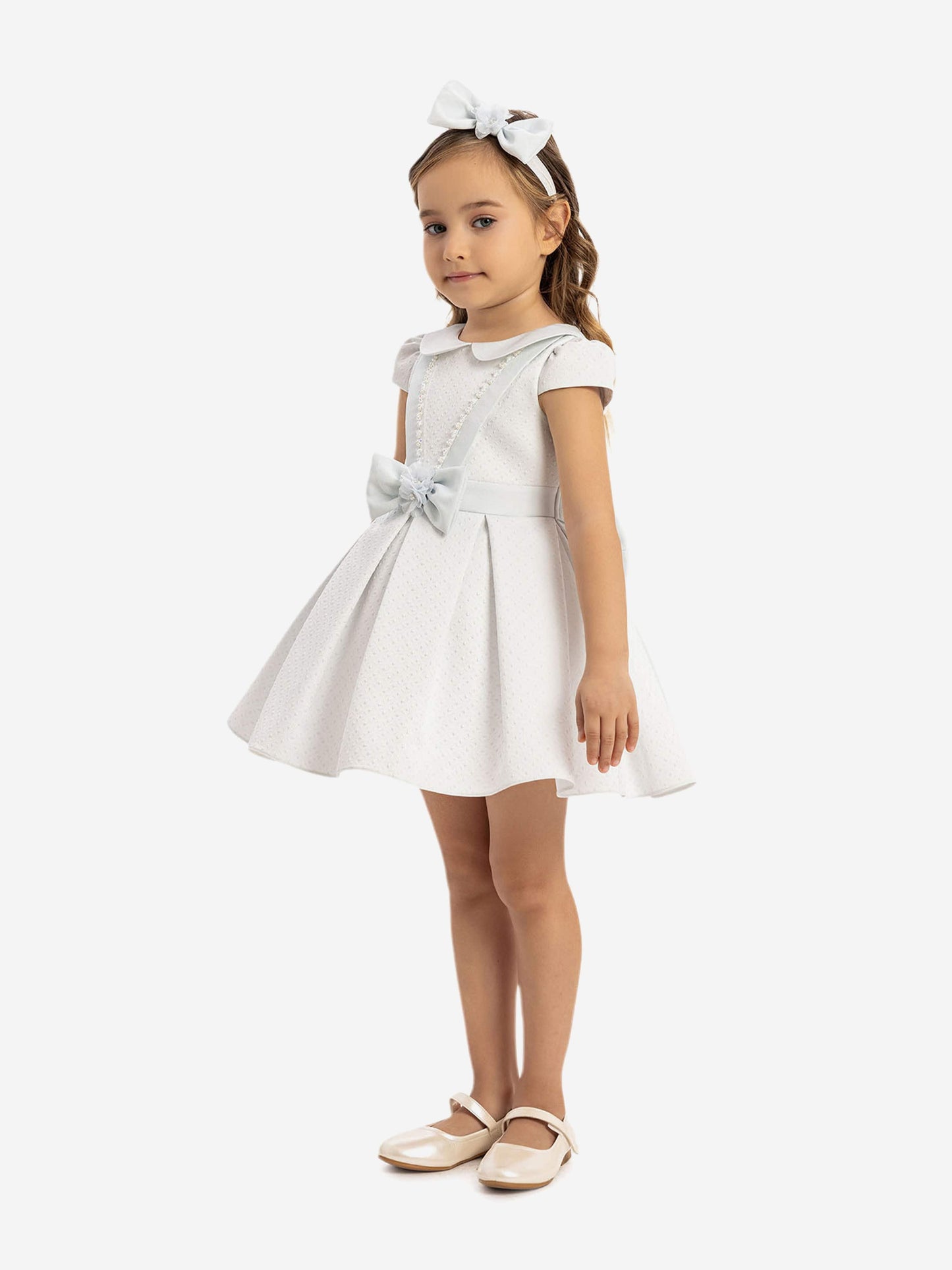 Dress & Fleur Baby Girls Dress with Headband in Blue