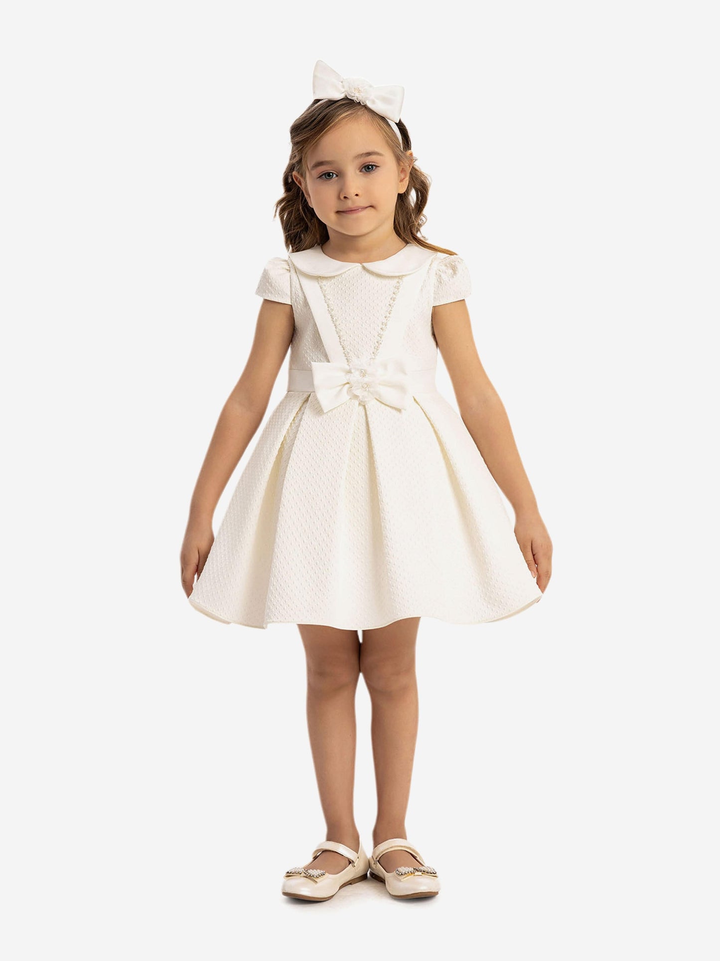 Dress & Fleur Baby Girls Dress with Headband in White