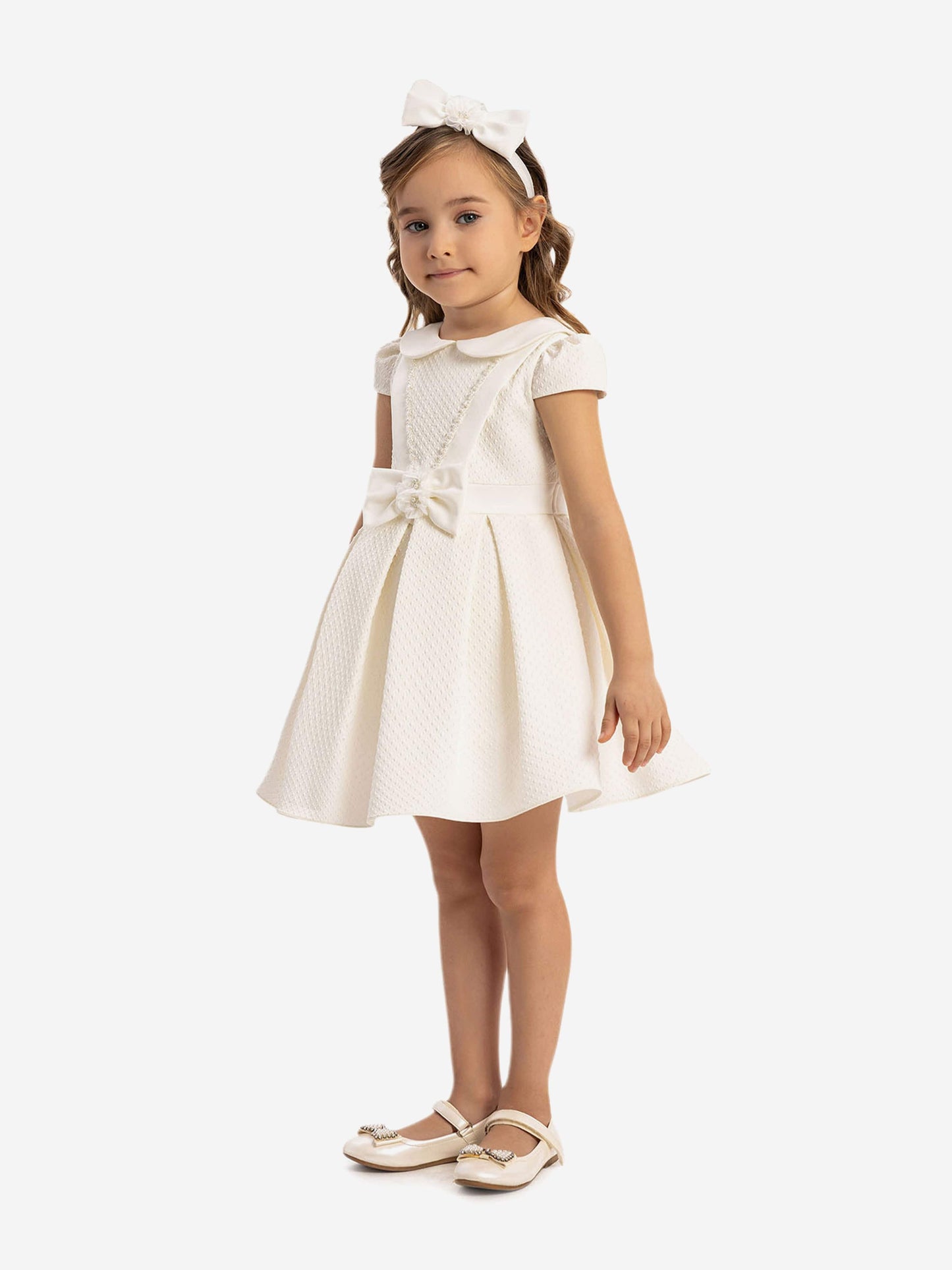 Dress & Fleur Baby Girls Dress with Headband in White