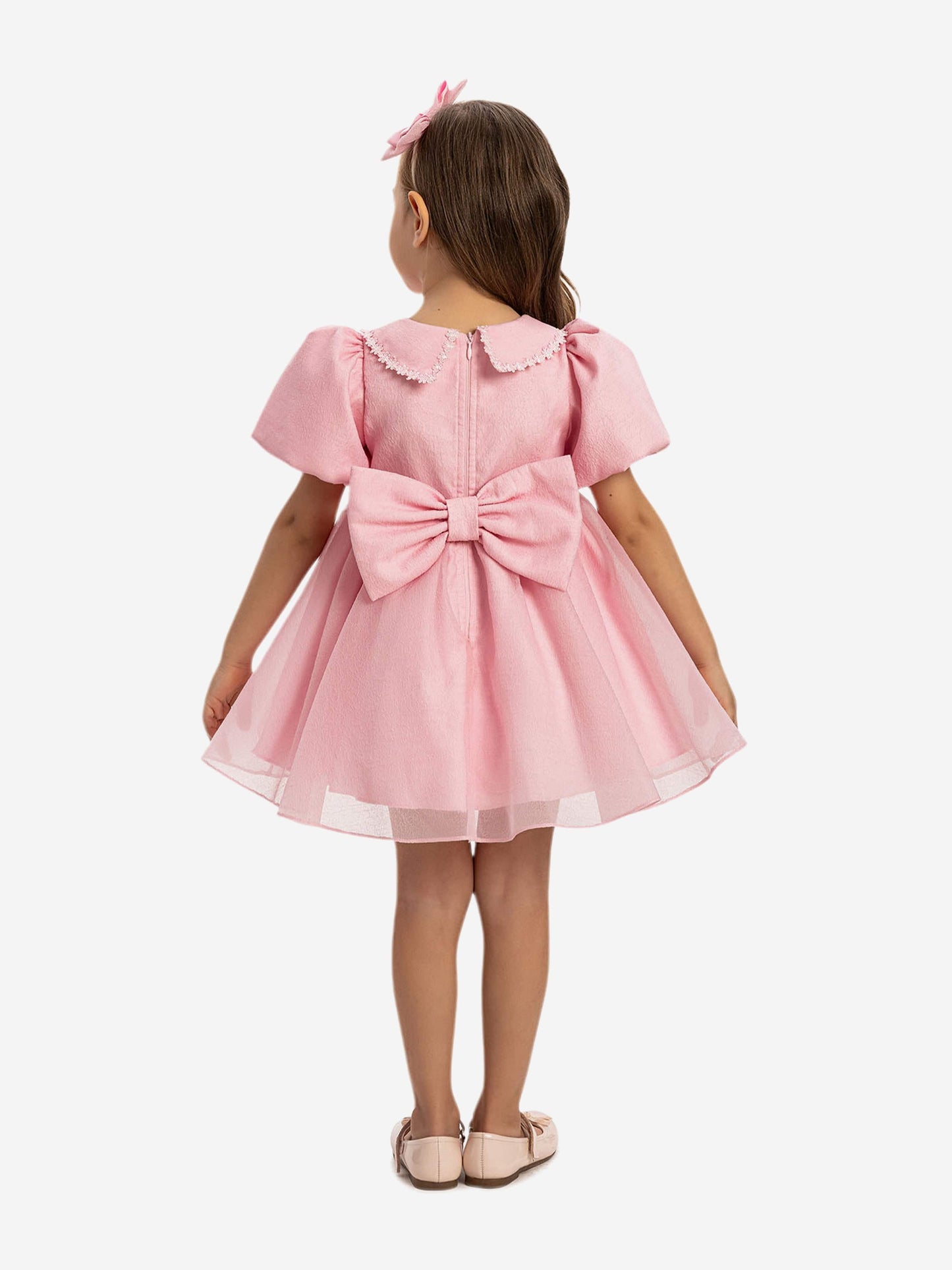 Dress & Fleur Baby Girls Pearl Detail Dress with Headband in Pink