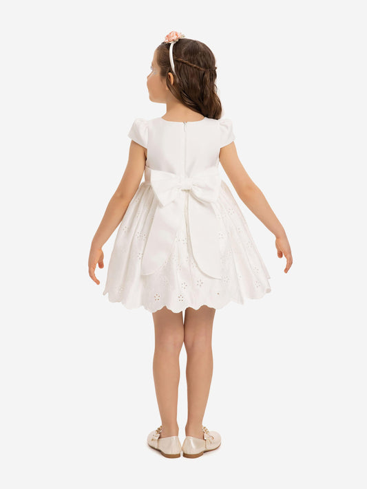 Dress & Fleur Baby Girls Dress with Headband in White