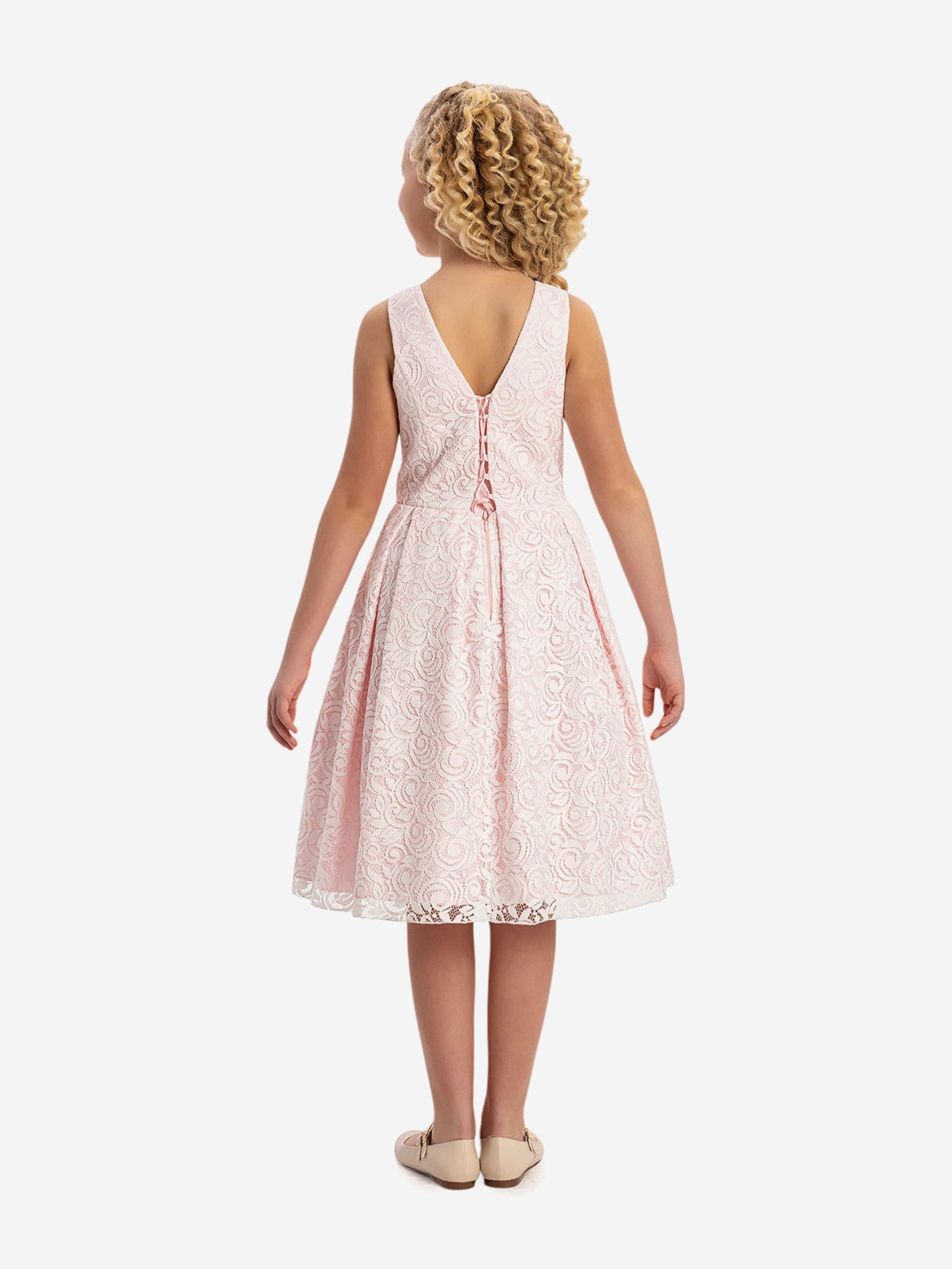 Dress & Fleur Girls Lace Dress with Bolero in Pink