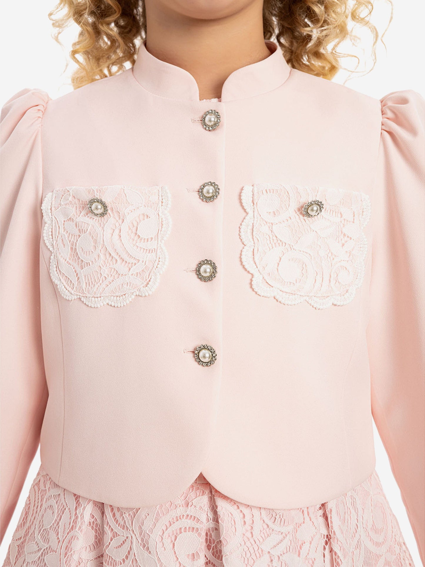 Dress & Fleur Girls Lace Dress with Bolero in Pink