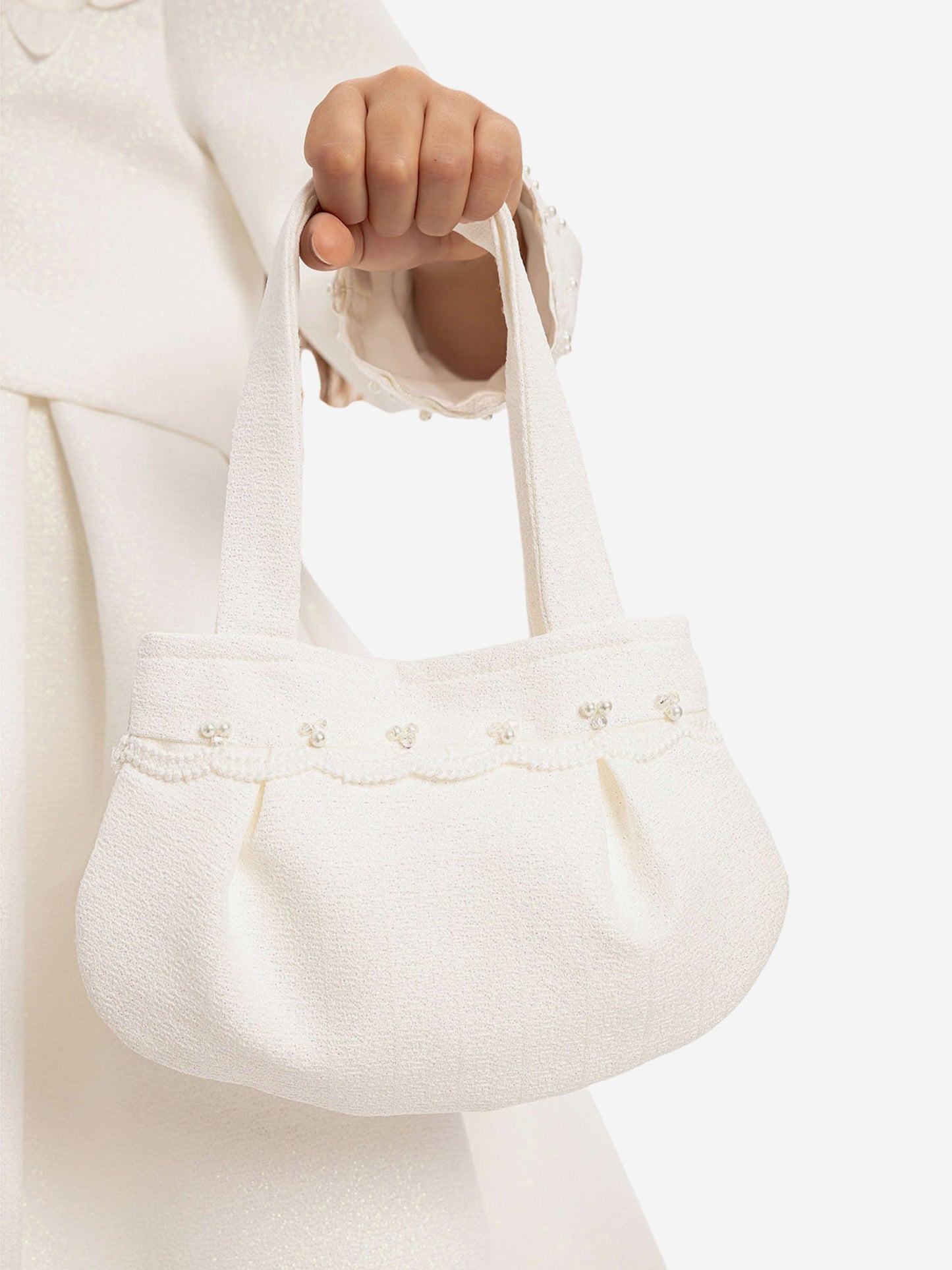 Dress & Fleur Girls Dress with Bolero and Matching Bag in White