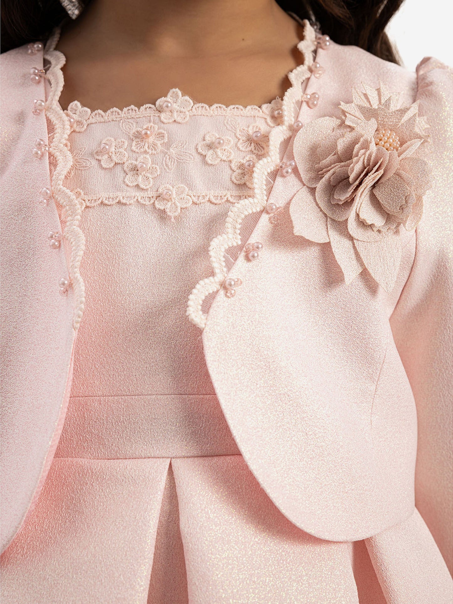 Dress & Fleur Girls Dress with Bolero and Matching Bag in Pink