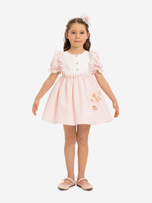 Dress & Fleur Baby Girls Dress Set with Teddy Bear in Pink