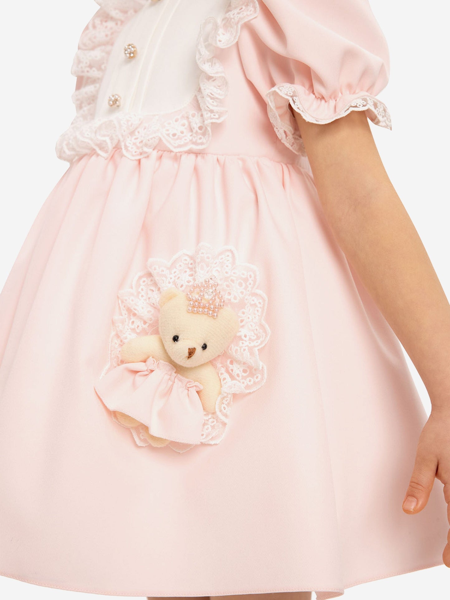 Dress & Fleur Baby Girls Dress Set with Teddy Bear in Pink