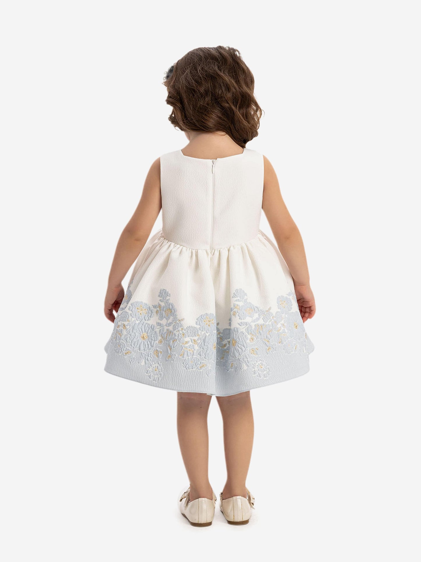 Dress & Fleur Baby Girls Dress with Bolero and Headband in Blue
