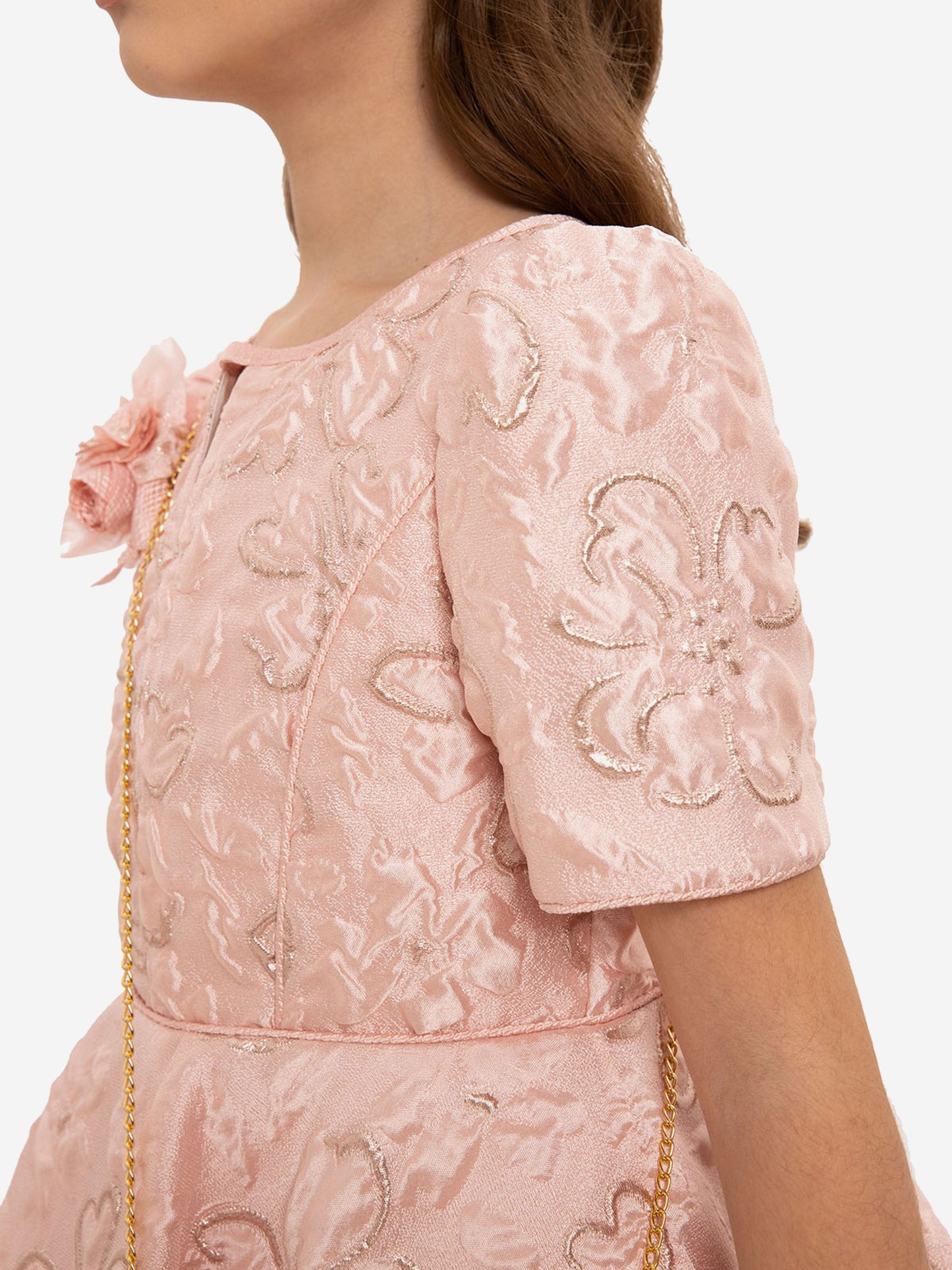 Dress & Fleur Girls Elegant Dress with Matching Bag in Pink