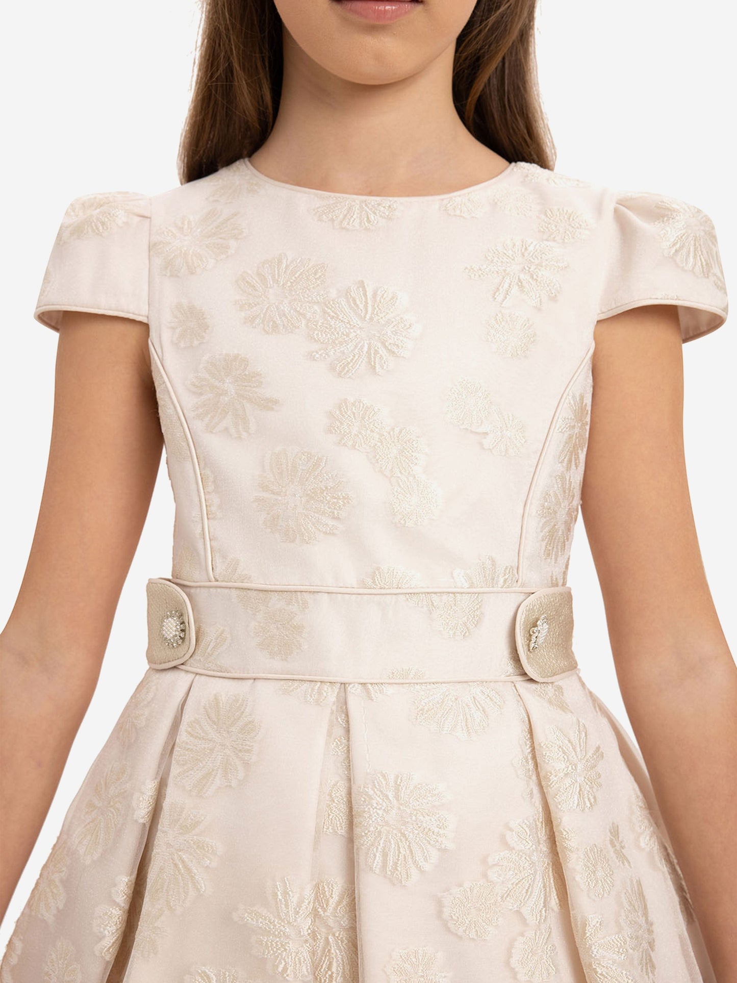 Dress & Fleur Girls Stylish Dress with Matching Bag in Beige