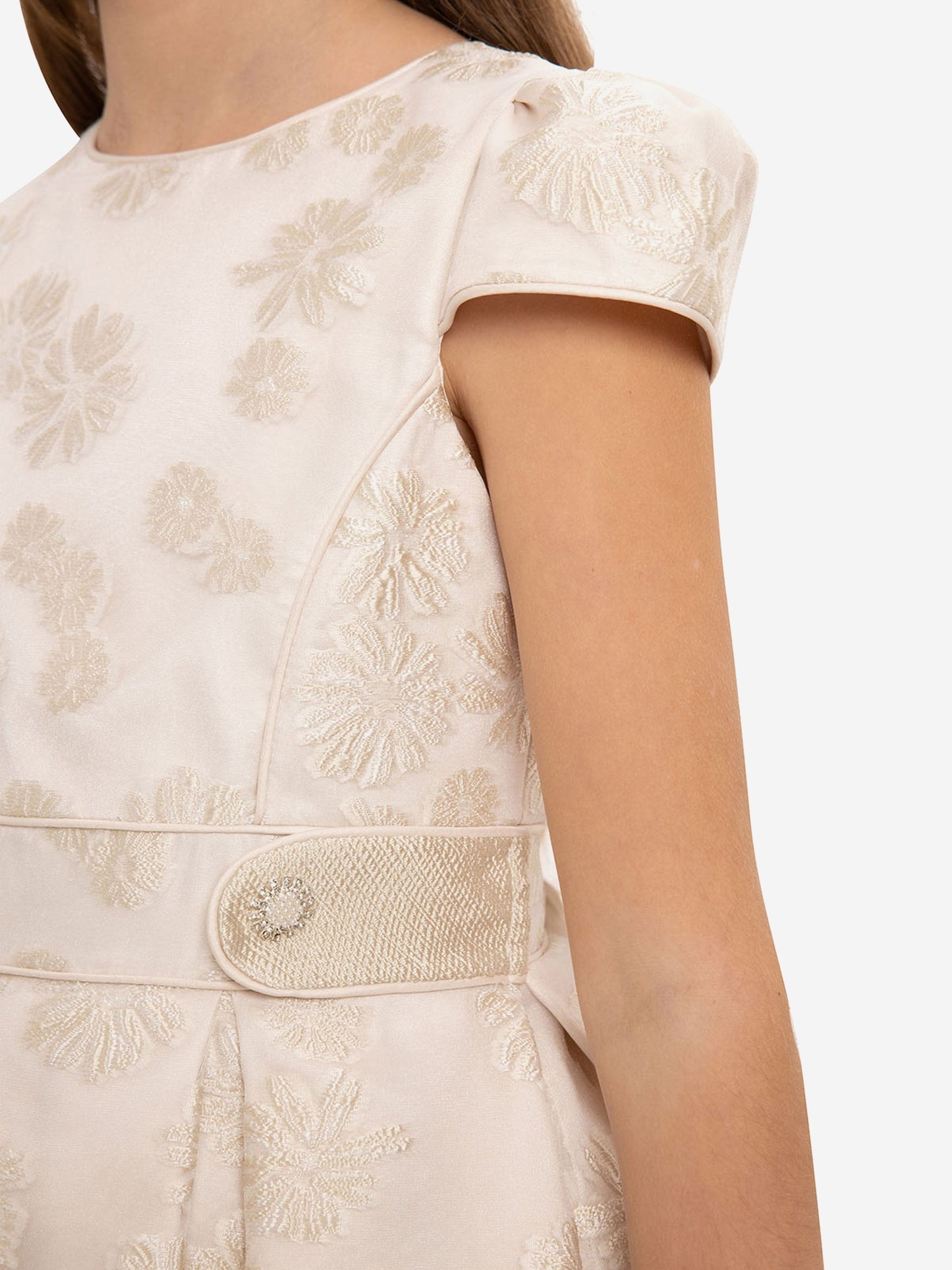 Dress & Fleur Girls Stylish Dress with Matching Bag in Beige