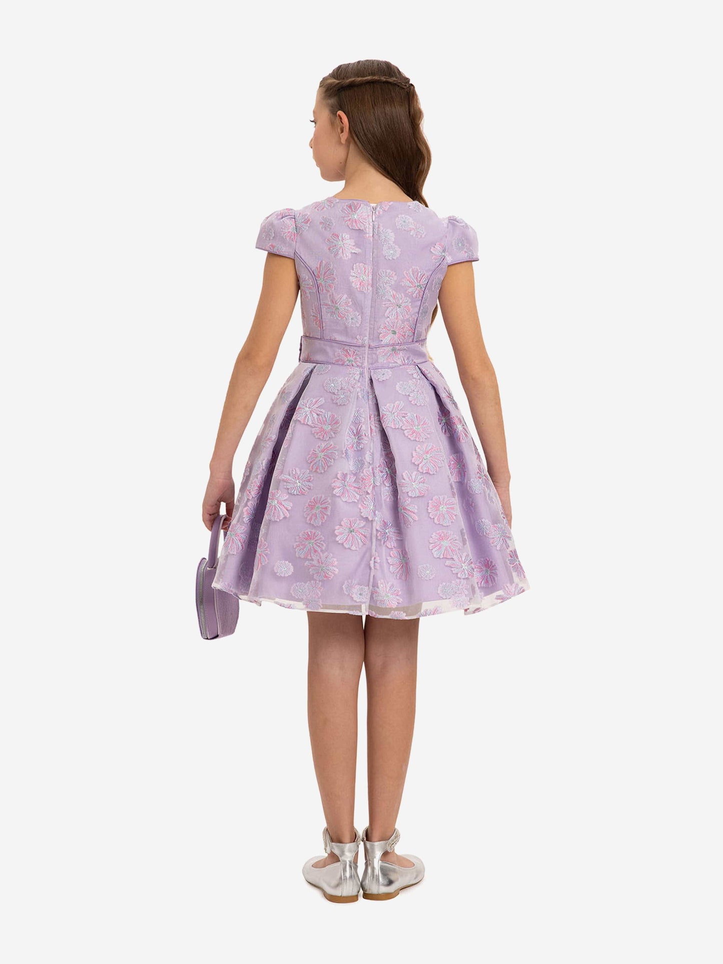 Dress & Fleur Girls Stylish Dress with Matching Bag in Purple