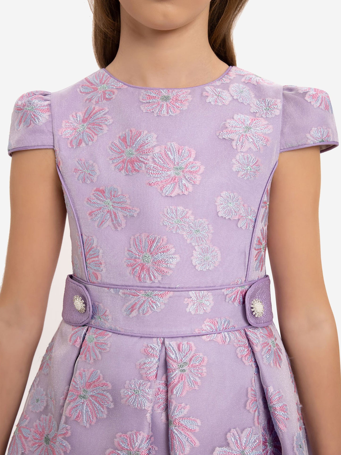 Dress & Fleur Girls Stylish Dress with Matching Bag in Purple