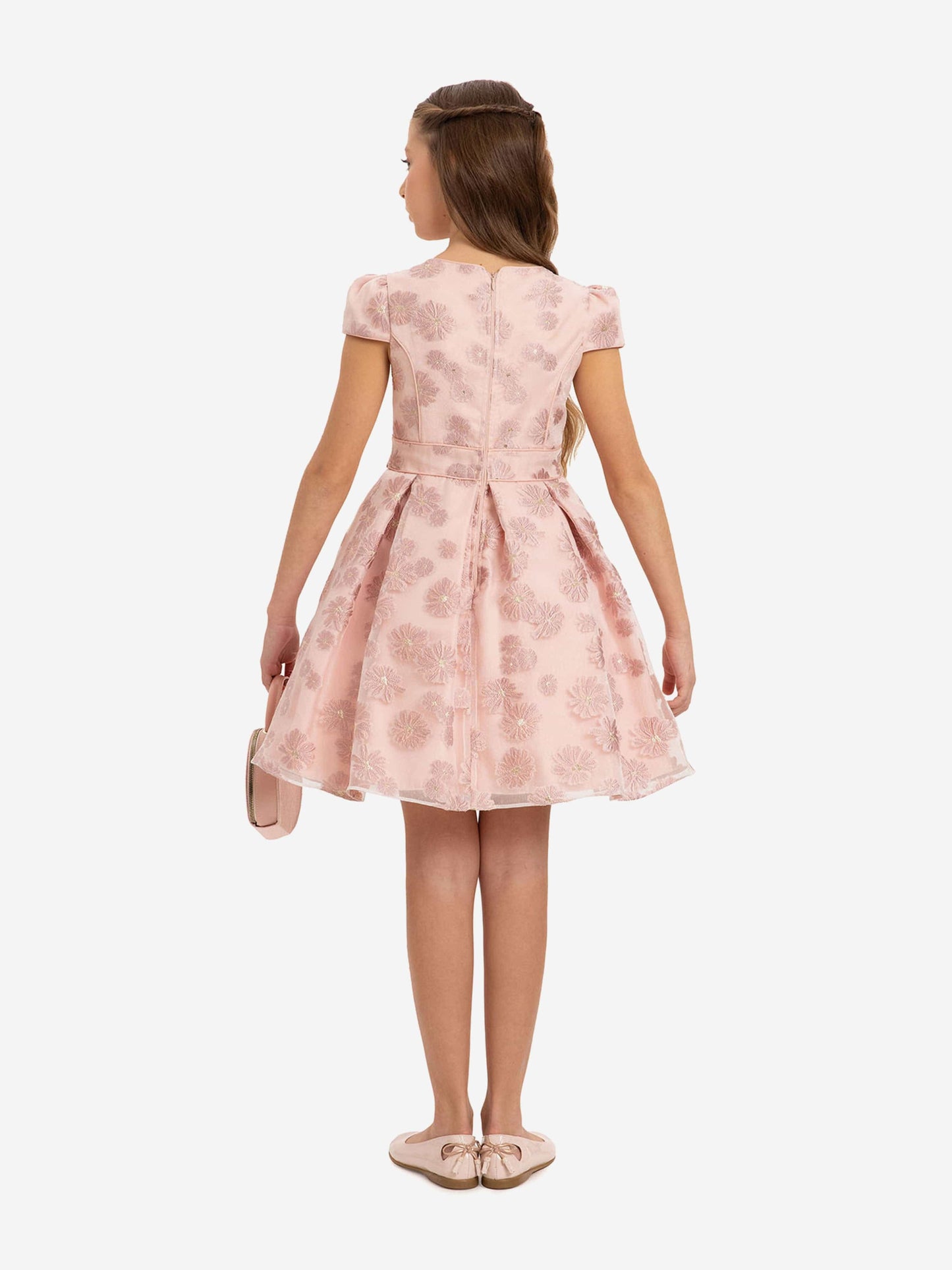 Dress & Fleur Girls Stylish Dress with Matching Bag in Pink