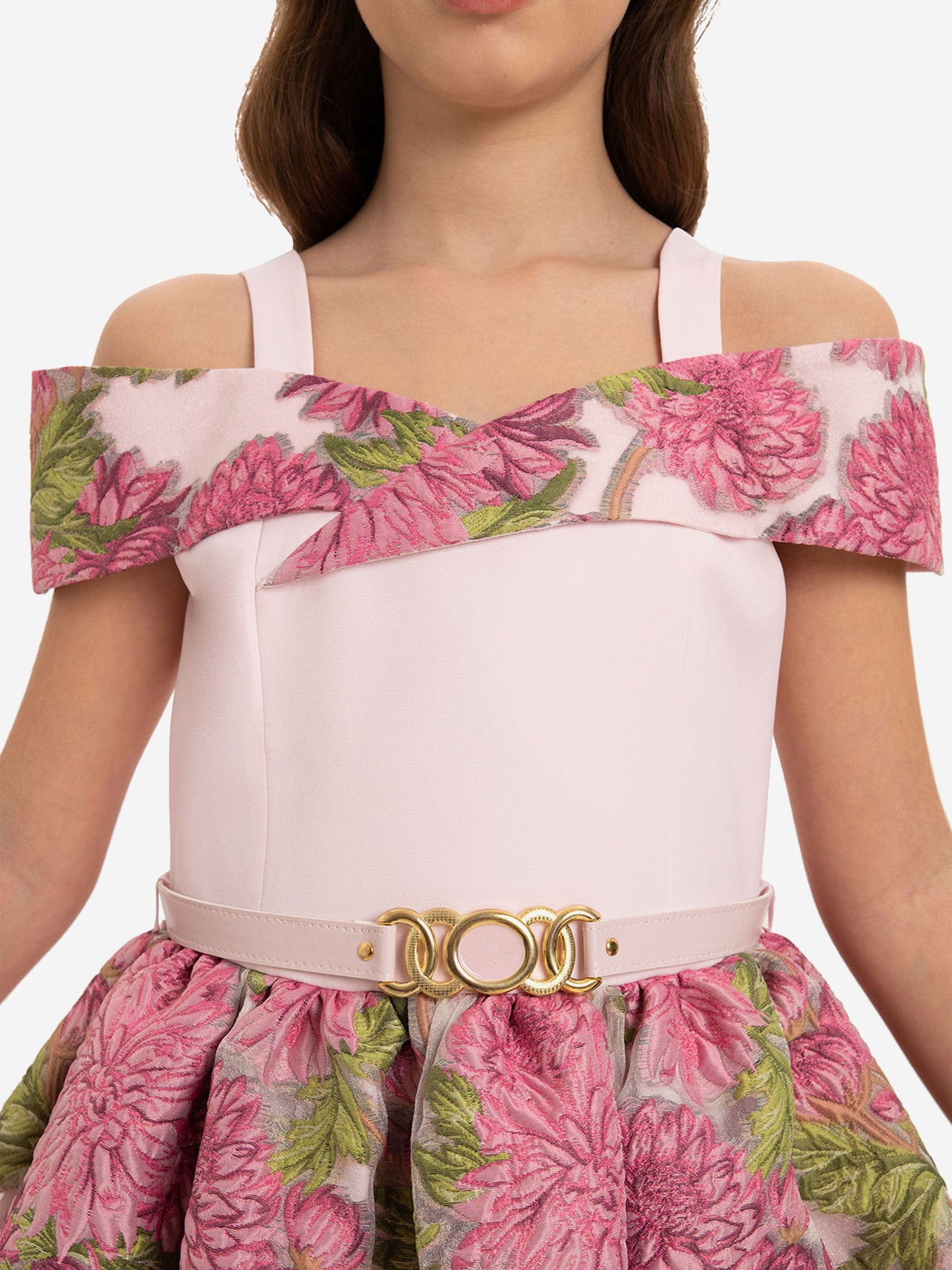 Dress & Fleur Girls Jacquard Dress with Bag in Pink