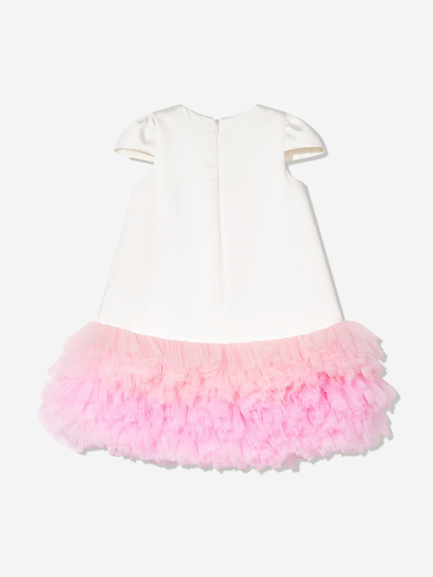 Dress & Fleur Girls Tulle Trim Occasion Dress in Ivory