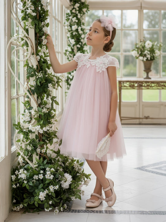 Dress & Fleur Girls Flower Occasion Dress in Pink