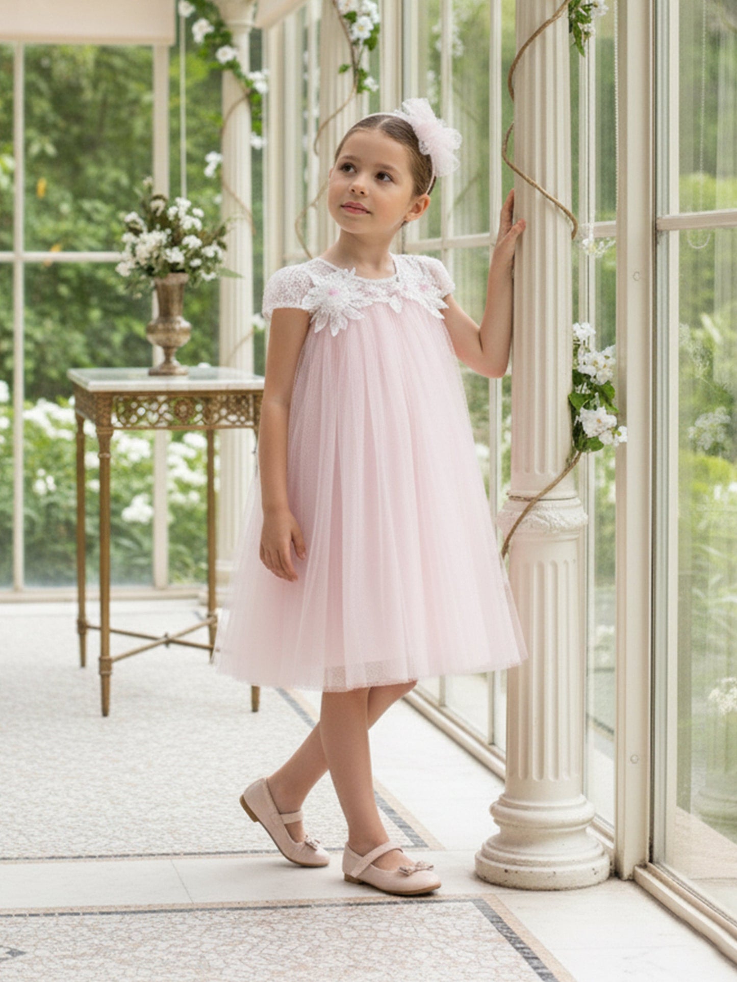Dress & Fleur Girls Flower Occasion Dress in Pink