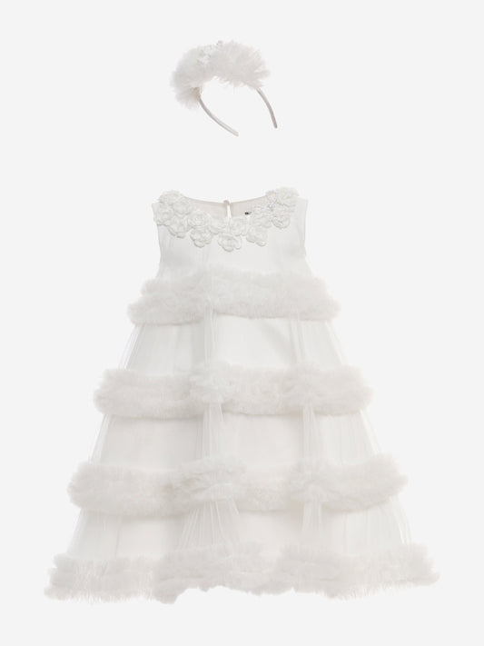 Dress & Fleur Girls Occasion Dress with Headband in Ivory