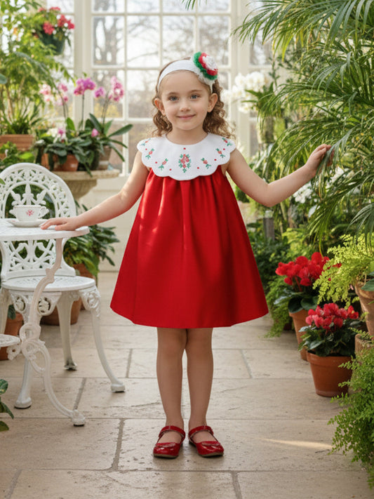 Dress & Fleur Baby Girls Occasion Dress with Headband in Red
