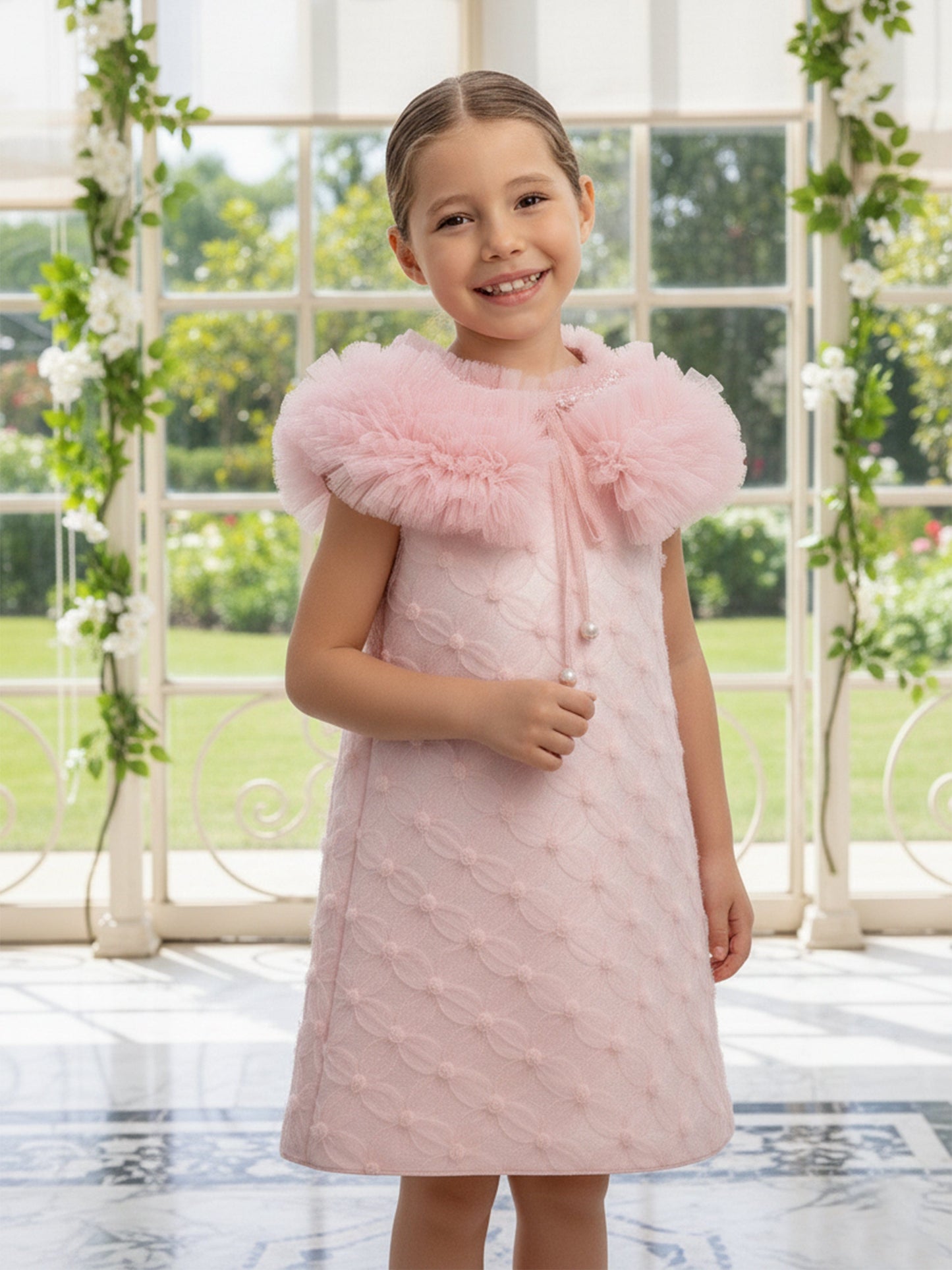 Dress & Fleur Girls Occasion Dress and Cape Set in Pink