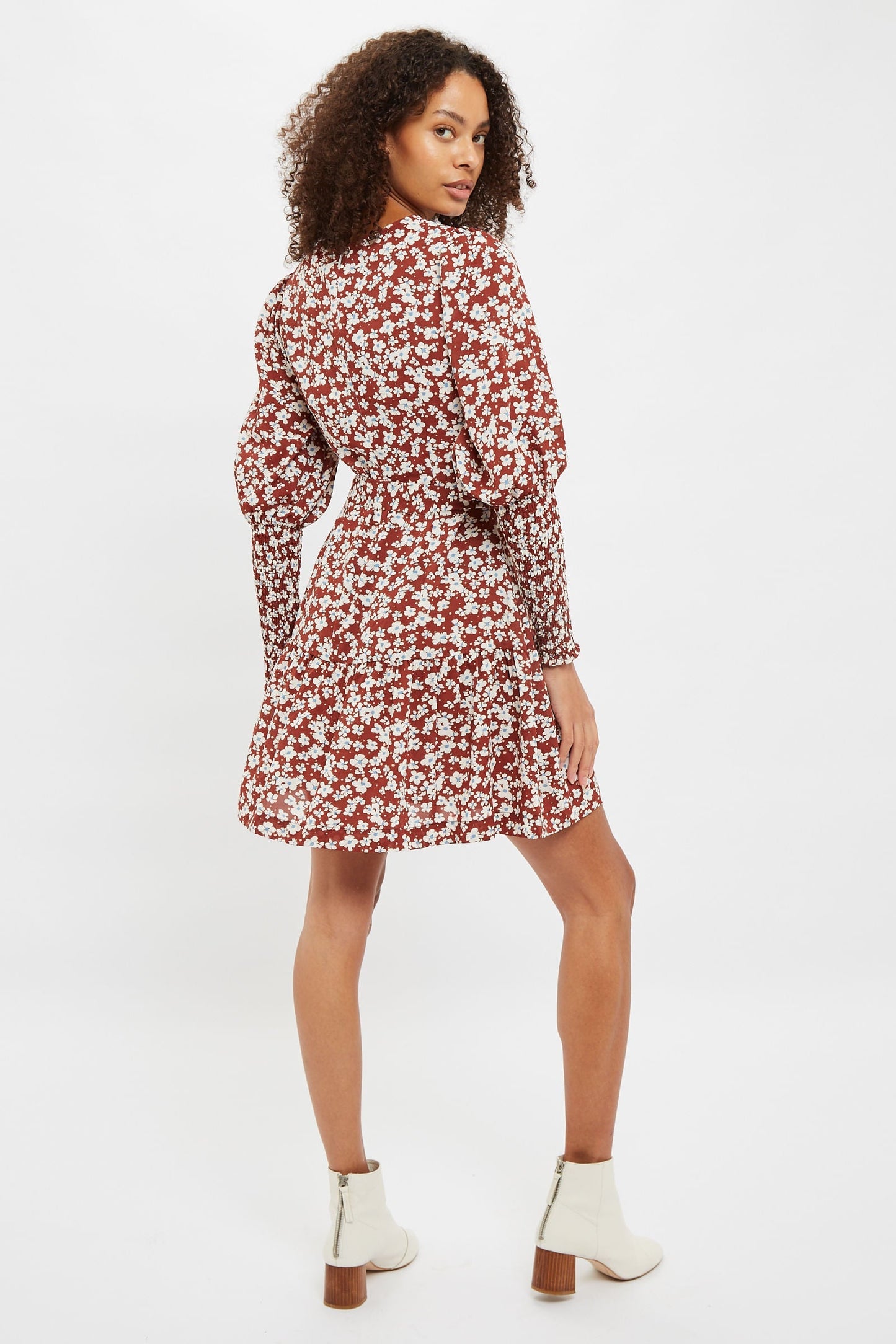 Louche Daphne Pretty Woman Print Statement Sleeve Mini Dress