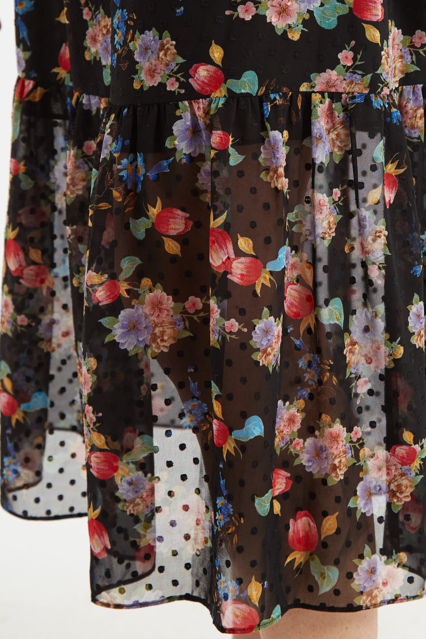 Louche Dasha Carpathian Florals Print Tiered Midi Skirt