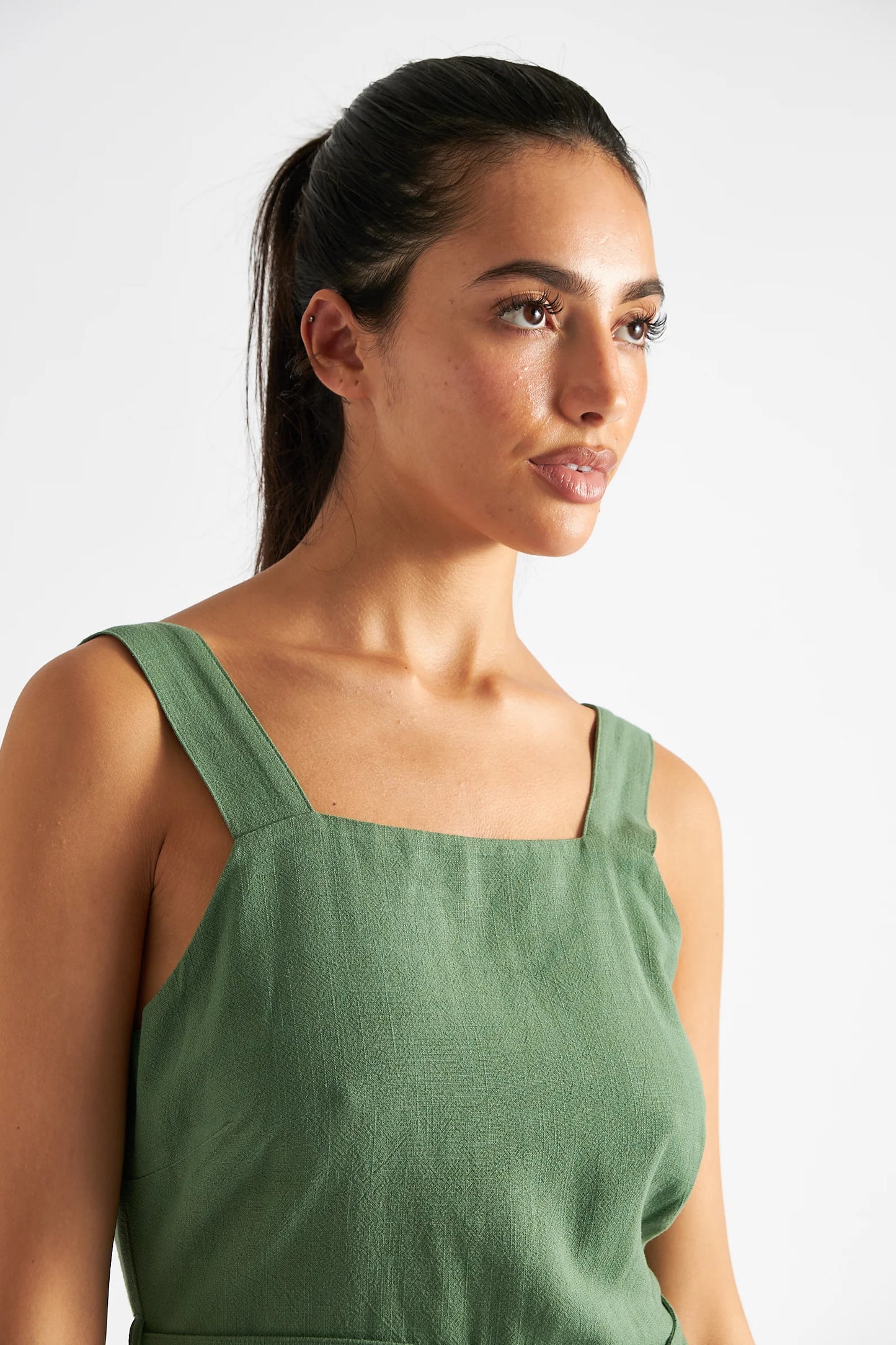 Dawson Linen Mix Strappy Jumpsuit - Green