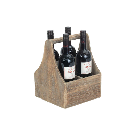 Oak Effect 4 Bottle Carrier