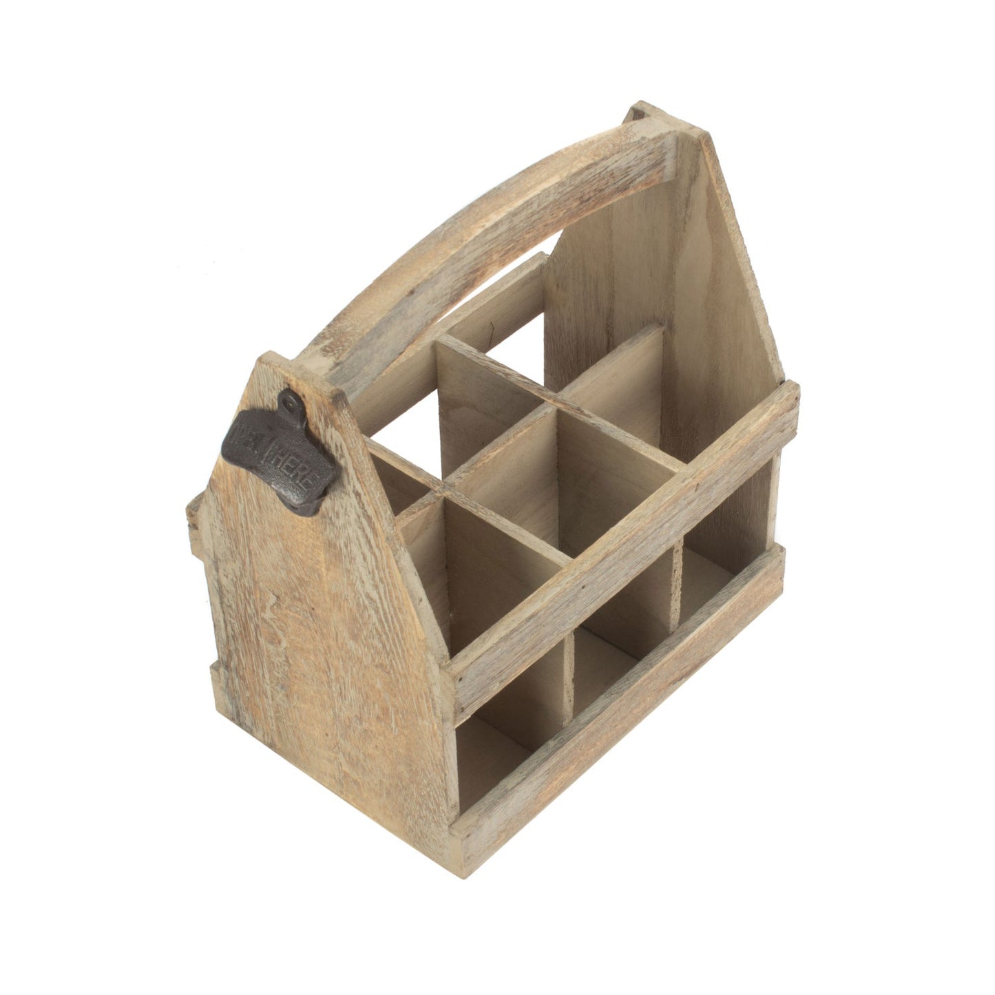 Oak Effect 6 Beer Bottle Carrier With Bottle Opener