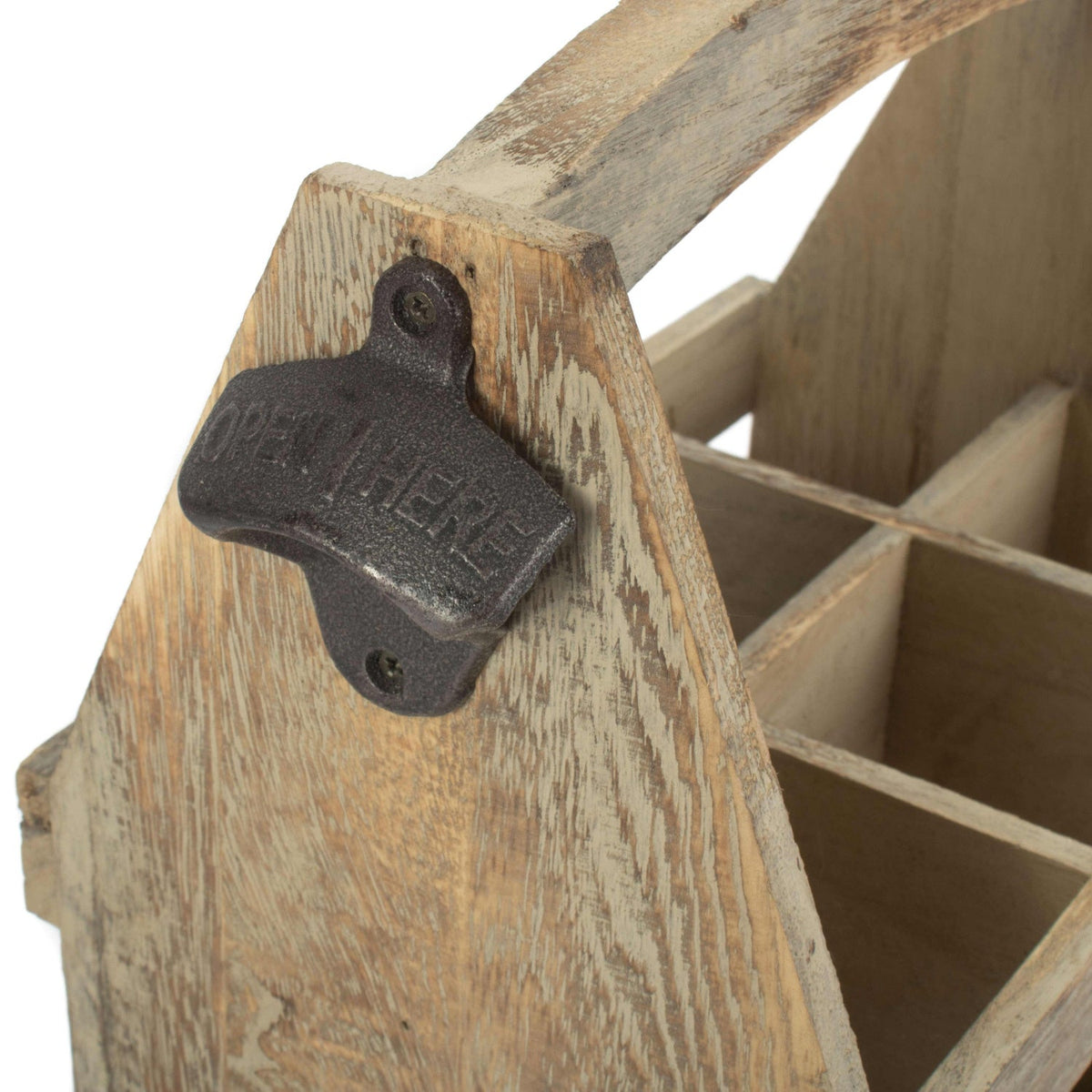 Oak Effect 6 Beer Bottle Carrier With Bottle Opener