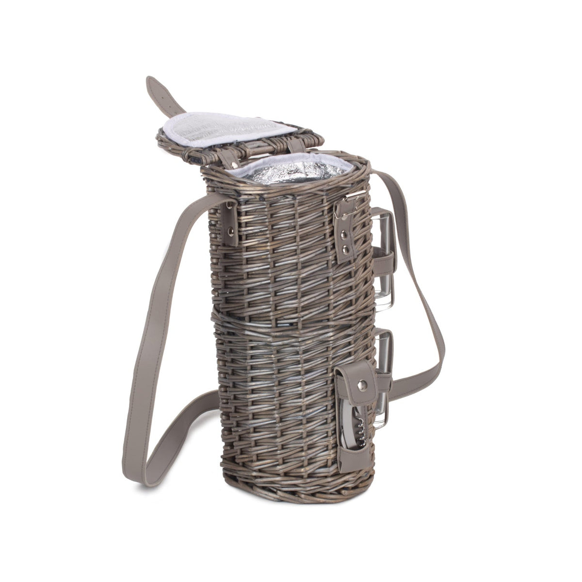 Single Bottle & 2 Cartridge Glass Carrier With Shoulder Strap
