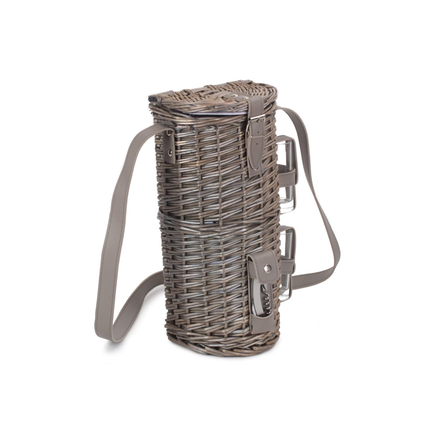 Single Bottle & 2 Cartridge Glass Carrier With Shoulder Strap