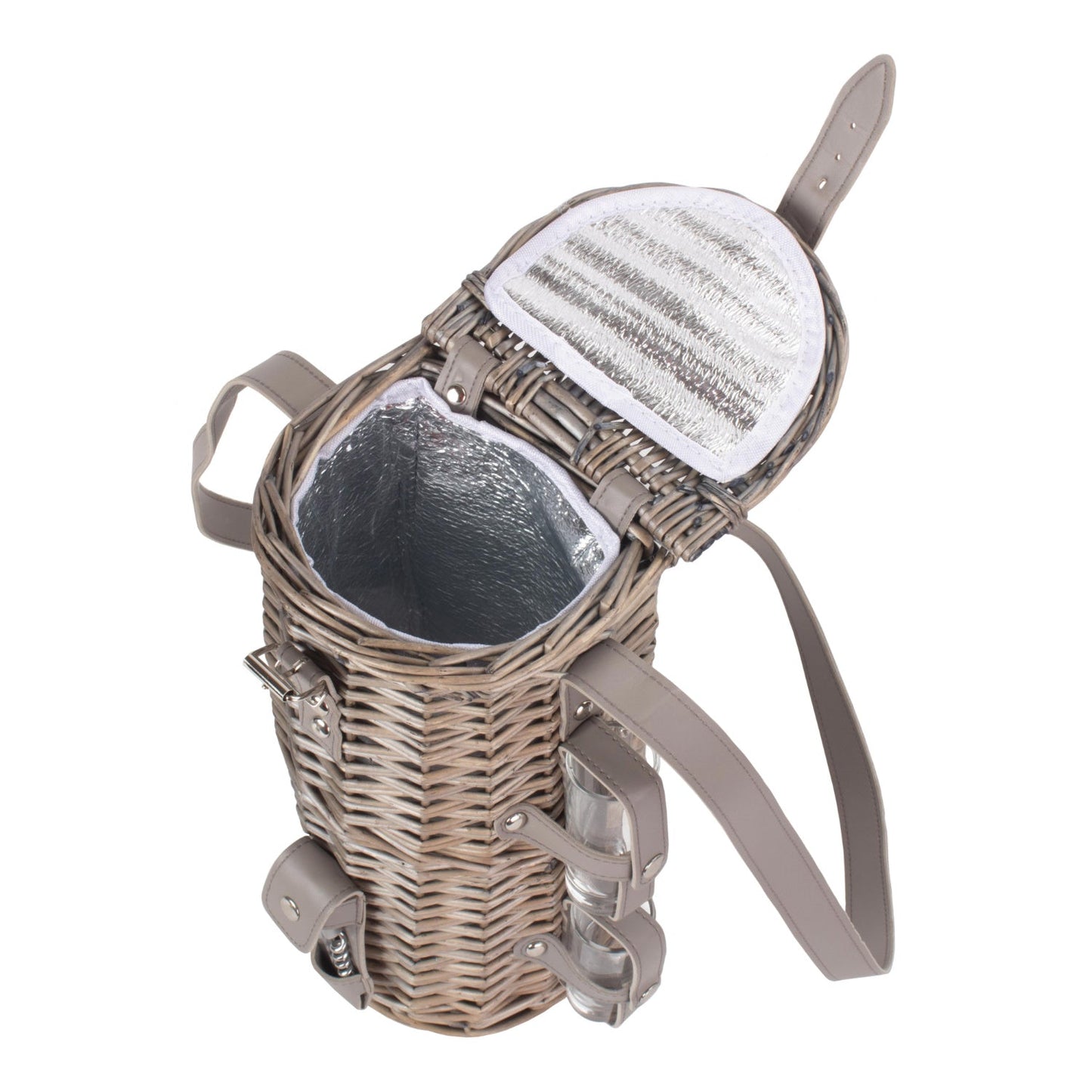 Single Bottle & 2 Cartridge Glass Carrier With Shoulder Strap