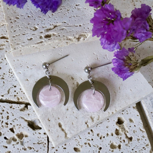 Quartz Stud Downward Moon