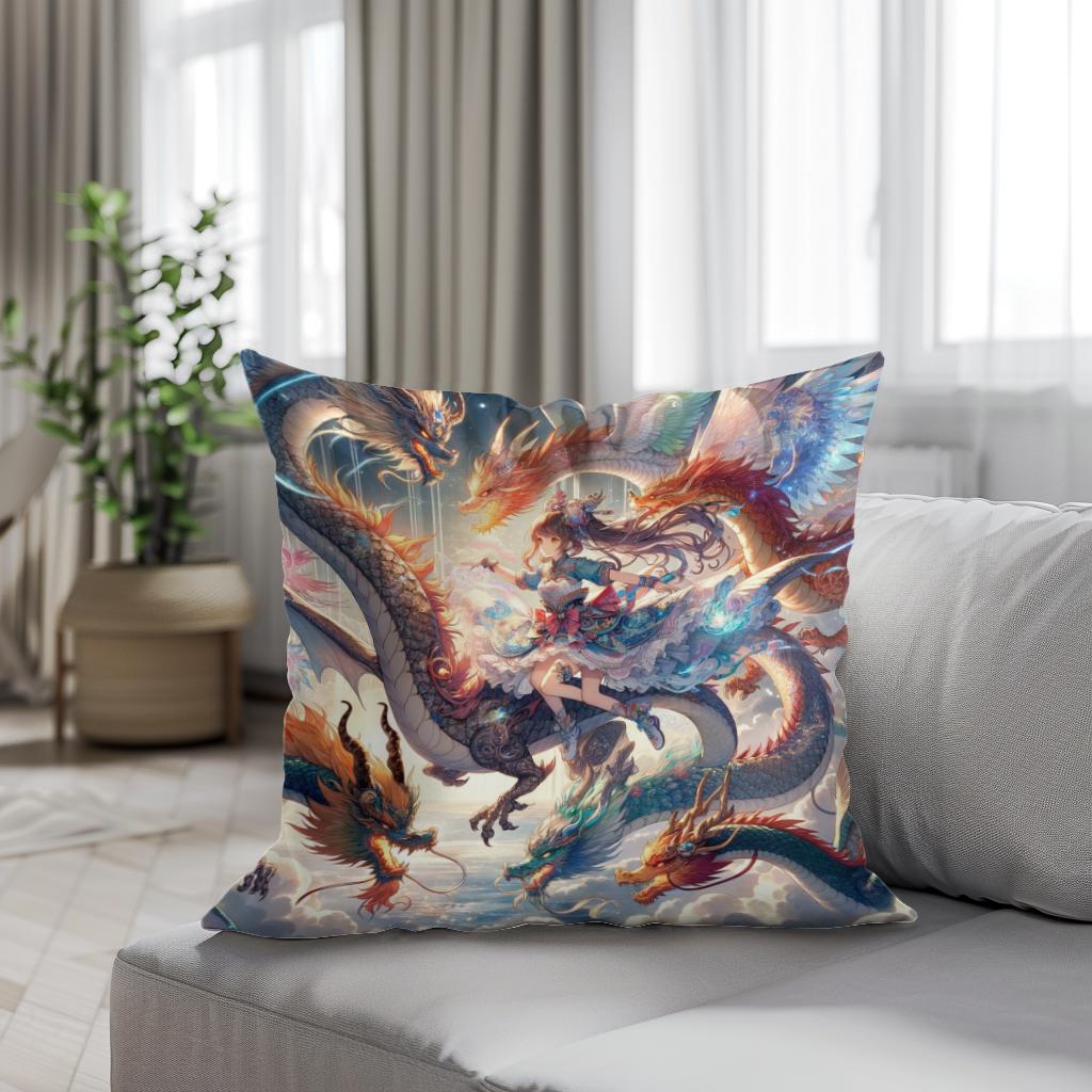 Elemental Dragon Dance Cotton Cushion