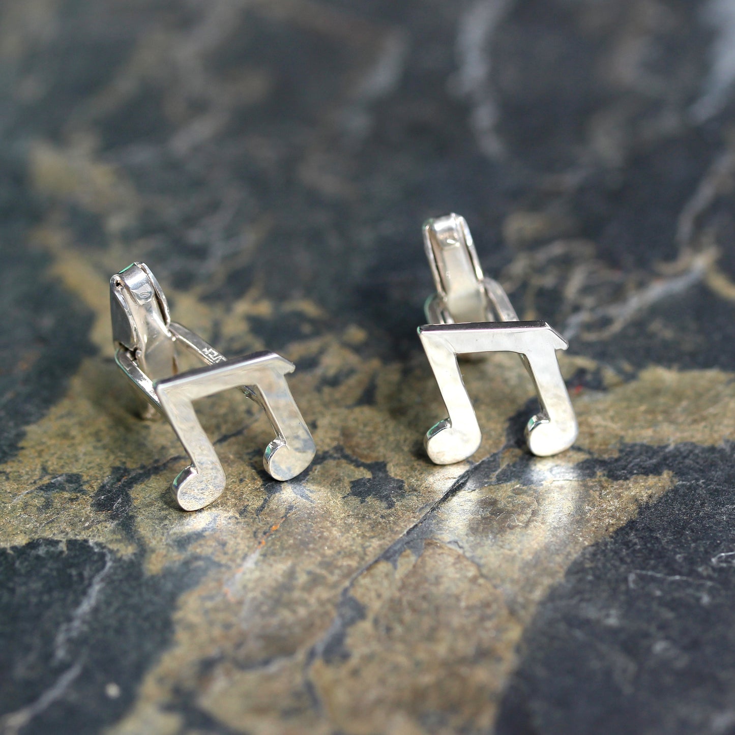 Sterling Silver Music Note Swivel Back Cufflinks