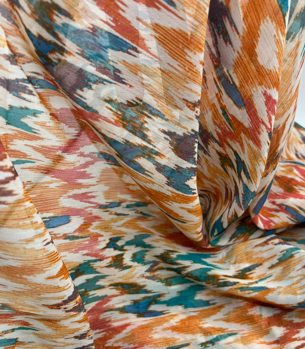 Orange Mix Printed Chiffon Dress Fabric