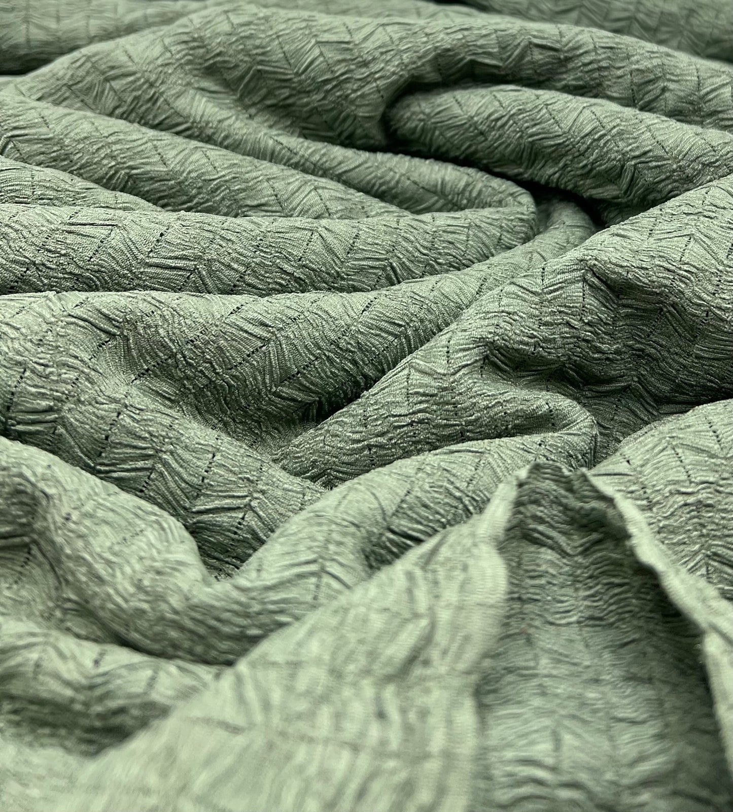 Khaki Green Textured 2 Way Stretch Fabric