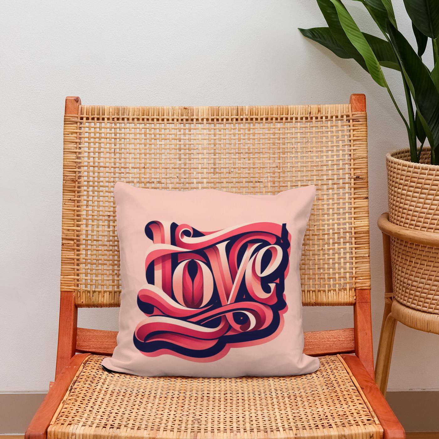 Typography Love Cotton Cushion